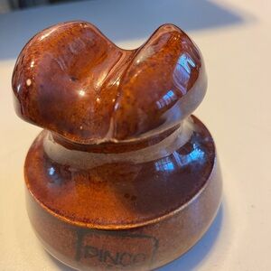 Vintage Pinco Brown Ceramic insulator  has some scratches and paint chipping
